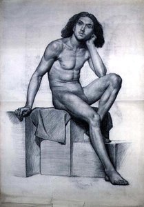 Studie eines sitzenden Aktmodells von William Hamo Thornycroft