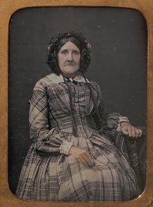 Sitzende ältere Frau mit kariertem Kleid und Haube, 1854-60 von William Hardy Kent