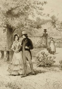 Ohne Titel (Paar spaziert im Garten) von William Harry Warren Bicknell