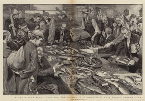 Nach einem Tag Sport, die Fänge in einem Wettbewerb in einem Londoner Angelclub untersuchen von William Hatherell