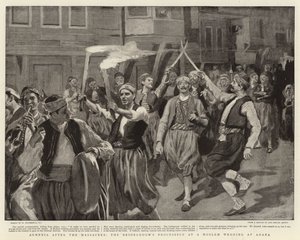 Armenien nach den Massakern, die Prozession des Bräutigams bei einer muslimischen Hochzeit in Adana von William Hatherell