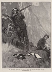 Dr. Nansen und Mr. Jackson schießen Lummen am Kap Flora von William Hatherell
