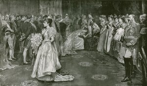 Der Empfangssalon Ihrer Majestät im Buckingham Palace, der Moment der Vorstellung von William Hatherell