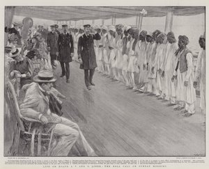 Leben an Bord eines P und O Liners, der Appell am Sonntagmorgen von William Hatherell