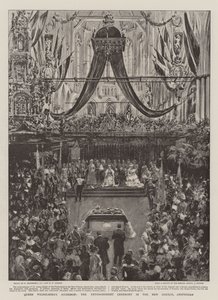 Königin Wilhelminas Thronbesteigung, die Krönungszeremonie in der Neuen Kirche, Amsterdam