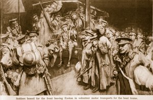 Szenen von ergreifender Freude und Pathos an den großen Bahnhöfen Londons, 1914-19 von William Hatherell