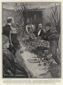 Das Abendessen des Königs an Bord der königlichen Yacht Victoria und Albert von William Hatherell