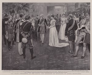 Die Friedenskonferenz in Den Haag, Empfang der Delegierten durch Königin Wilhelmina von William Hatherell