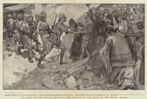 Die Belagerung der Peking-Gesandtschaft, die Ankunft des Kopfes der Entsatzkolonne von William Hatherell
