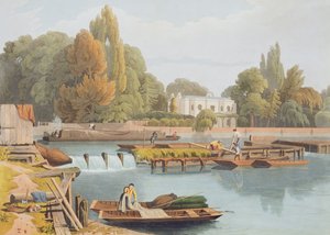 Der Weir, von der Marlow-Brücke, graviert von Robert Havell der Jüngere, veröffentlicht 1818 von William Havell