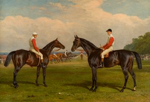 Merry Andrew und Chillington - Pferde auf einer Rennbahn von William and Havell Edmund Hopkins