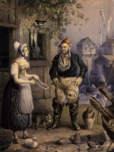Ein Fischer und ein Mädchen, ca. 1830 von William Heath