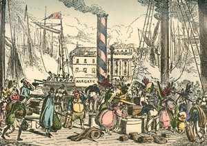 An Bord des Margate-Dampfschiffs am London Bridges Wharf, 1838 von William Heath