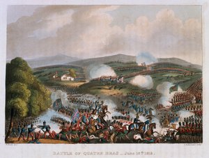 Die Schlacht von Quatre Bras am 16. Juni 1815, graviert von Thomas Sutherland, 1815 von William Heath
