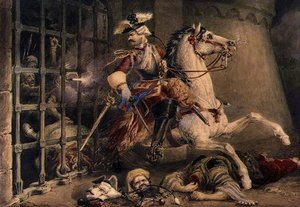 Der Kavallerieoffizier flieht vor den Türken von William Heath
