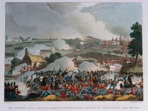 Das Zentrum der britischen Armee in Aktion bei der Schlacht von Waterloo, 1815