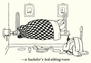 Ein Junggesellen-Wohn-Schlafzimmer von William Heath Robinson