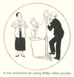 Ein neues Instrument zur Messung von Pollys Blutdruck (Lithografie) von William Heath Robinson