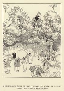 Eine berüchtigte Bande von Hutschiebern bei der Arbeit im Epping Forest an Sonntagnachmittagen von William Heath Robinson