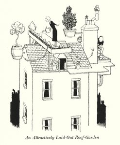 Ein attraktiv gestalteter Dachgarten von William Heath Robinson