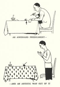 Ein peinliches Dilemma und ein künstlerischer Ausweg daraus (Litho) von William Heath Robinson