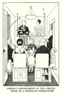 Kompakte Anordnung des begrenzten Raums in einem Bungalow-Esszimmer von William Heath Robinson