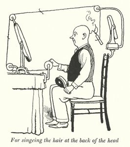 Zum Sengen der Haare am Hinterkopf von William Heath Robinson