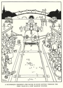 Illustration für Railway Ribaldry von W Heath Robinson von William Heath Robinson