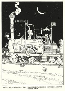 Illustration für Railway Ribaldry von W Heath Robinson (Lithografie) von William Heath Robinson