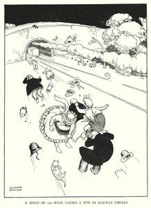Illustration für Railway Ribaldry von W Heath Robinson (Lithographie) von William Heath Robinson