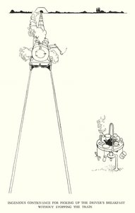 Illustration für Railway Ribaldry von W Heath Robinson (Lithographie) von William Heath Robinson