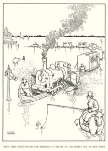 Illustration für Railway Ribaldry von W Heath Robinson (Lithographie) von William Heath Robinson
