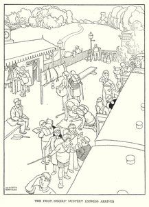 Illustration für Railway Ribaldry von W Heath Robinson (Lithographie) von William Heath Robinson