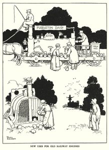 Illustration für Railway Ribaldry von W Heath Robinson von William Heath Robinson