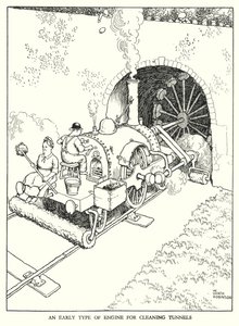 Illustration für Railway Ribaldry von W Heath Robinson (Lithografie) von William Heath Robinson