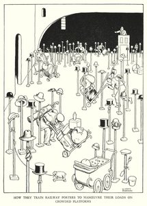Illustration für Railway Ribaldry von W Heath Robinson (Lithografie) von William Heath Robinson
