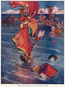 König Johann von der Flut in der Wash überrascht von William Heath Robinson