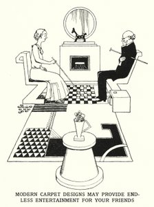 Moderne Teppichdesigns können Ihre Freunde endlos unterhalten (Lithografie) von William Heath Robinson