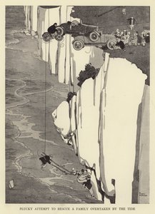 Mutiger Versuch, eine von der Flut überholte Familie zu retten von William Heath Robinson