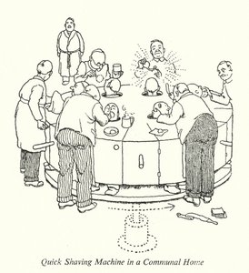 Schnellrasiermaschine in einem Gemeinschaftshaus von William Heath Robinson