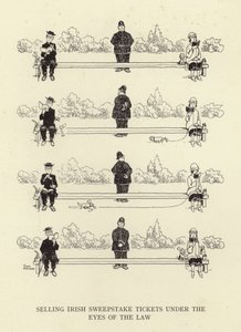 Verkauf von irischen Lotterielosen unter den Augen des Gesetzes von William Heath Robinson