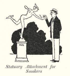 Statuarischer Aufsatz für Raucher (Lithografie) von William Heath Robinson