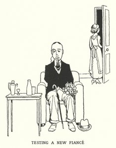 Testen einer neuen Verlobten (Litho) von William Heath Robinson