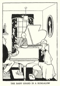 Das Baby Grand in einem Bungalow (Lithografie) von William Heath Robinson