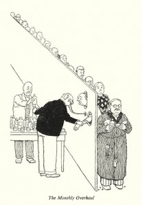 Der monatliche Überholungscheck (Lithografie) von William Heath Robinson