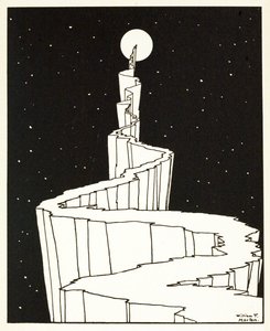 Der Weg zum Mond, aus Ein Buch der Bilder, veröffentlicht 1898 (Gravur) von William Heath Robinson