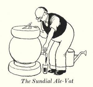 Die Sonnenuhr-Bierfass von William Heath Robinson