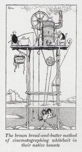 Die braune Brot-und-Butter-Methode, Weißfische in ihrem natürlichen Lebensraum zu filmen (Lithografie) von William Heath Robinson