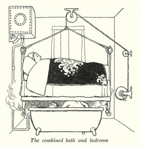 Das kombinierte Bad und Schlafzimmer von William Heath Robinson