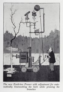 Der neue Obstbaumschneider mit automatischer Rindenkalkung während des Schneidens der Äste von William Heath Robinson